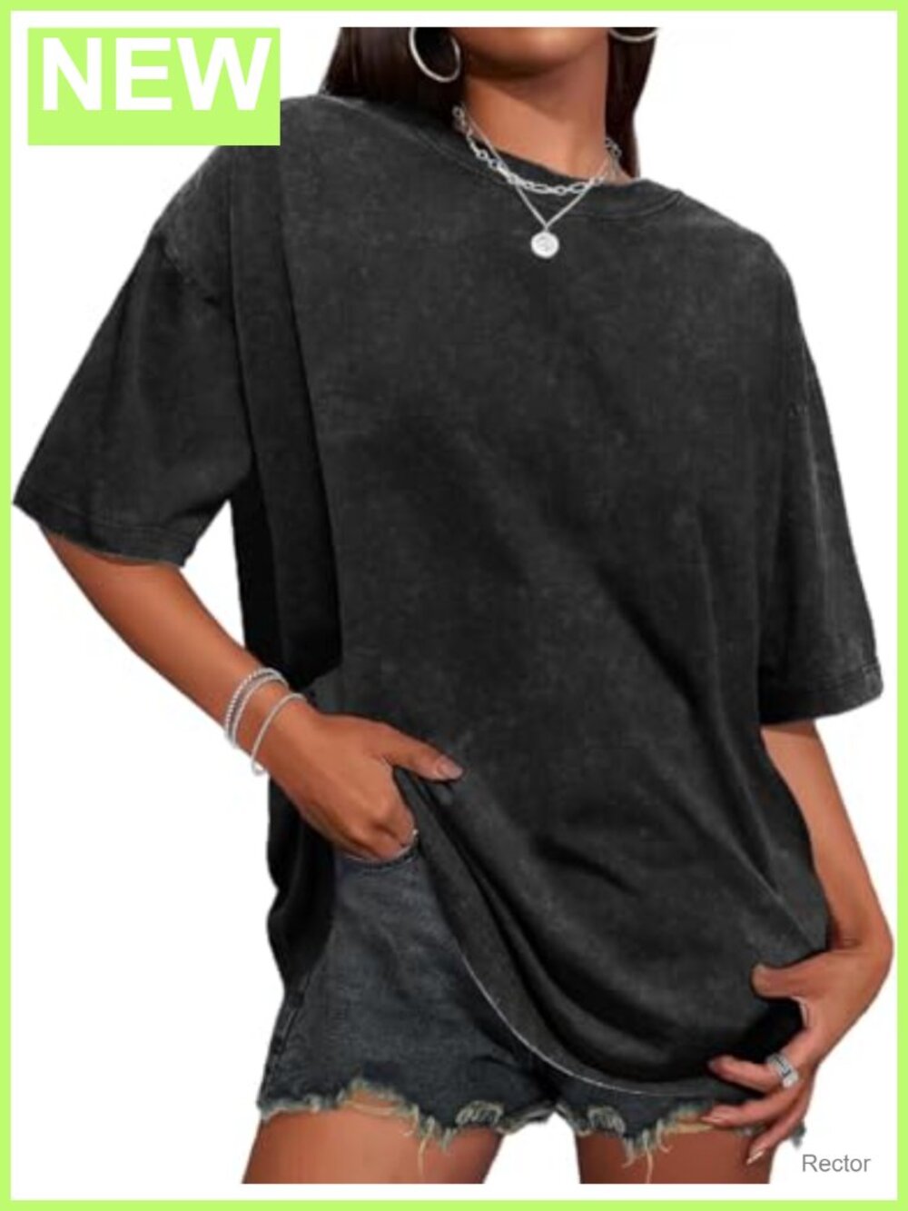 Oversized Cotton Tee Short Sleeve Crewneck Loose Fit Washed T-Shirt